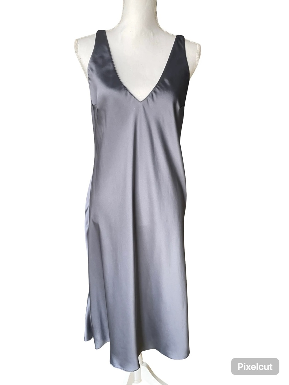 Victoria’s Secret Satin Silky V-Neck Slip Dress Modi Blue Grey